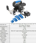 Hassle Free Automatic Copper Tube Bending Machine with blue forming shoes and battery for precise HVAC work.