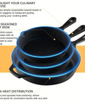 Cast Iron Skillet Set 6 Inch 8 Inch 10 Inch Pre Seasoned Ready To Use Nonstick Naturally Oil Coated Heavy Duty Pro Restaurant Quality