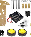 Components of 2WD RC Car Chassis Kit With Dual DC Motors And Speed Encoders For Arduino ESP32 ESP8266 And Raspberry Pi