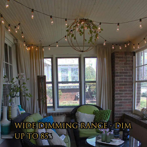 36 Foot Outdoor String Lights With LED Filament Bulbs Dimmable And Waterproof Shatterproof For Indoor Outdoor Decoration