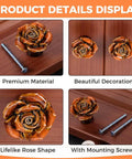 6 Pack Vintage Ceramic Cabinet Knobs Rose Flower Drawer Pulls For Furniture Kitchen Dresser Closet With Screws Orange