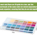 Huge 24000Pcs Glass Seed Beads Kit, 2Mm Beads in 28 Colors, organized in storage box showing dimensions.