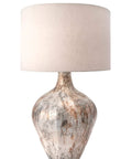 Contemporary Glass Table Lamp 30 Inch With Drum Shade On Off Switch Type A Bulb Compatible Perfect For Living Room Desk Or Hallway