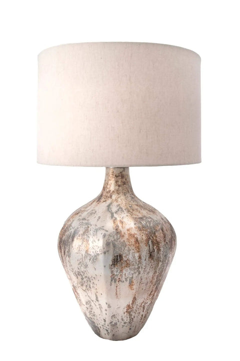 Contemporary Glass Table Lamp 30 Inch With Drum Shade On Off Switch Type A Bulb Compatible Perfect For Living Room Desk Or Hallway