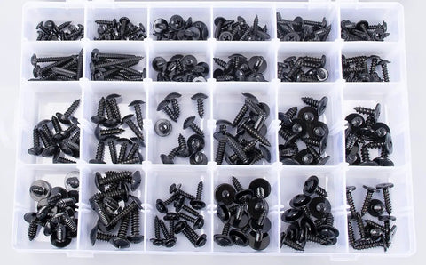 Auto Body Self Tapping Phillips Head Screws Kit With Washer Head 270 Piece Assortment In Sizes 8 10 12 14 For Quick Vehicle Panel Repairs
