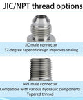 Two Pack Three Eighths JIC Male Flare To Three Eighths NPT Hydraulic Hose Adapters In Carbon Steel Built Rugged For Heavy Duty Pipe Fittings