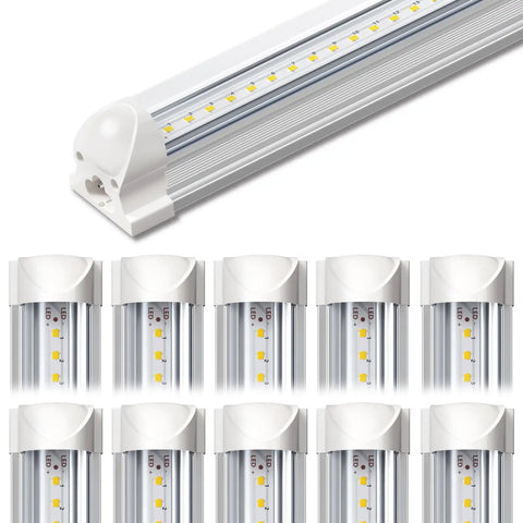 Ultra Bright 4Ft LED Shop Light 40W 5000LM 5000K Daylight T8 Integrated Fixture Linkable For Workshop Garage Basement Energy Saving Lighting Pack Of 10, displaying 10 linkable LED tubes.