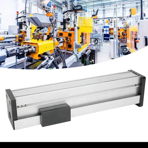 Full Enclosed Actuator Aluminum Sliding Table With 155mm Stroke High Precision Screw Drive For CNC Robotics And Automation in a factory setting.