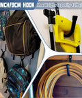 Two Pack Overhead Garage Storage Rack With Six J Hooks, Heavy Duty Ceiling Storage System, holds backpacks, saw, and hose