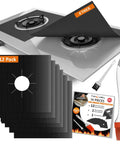 14 Pack Stove Burner Covers Double Thickness Reusable Non Stick Heat Resistant Gas Range Protectors with brush and peeler