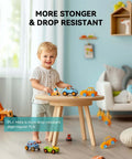 Child playing with toy cars on table, showcasing High Speed Meta PLA 1.75mm Filament 1KG for FDM 3D Printers, Olive Green.