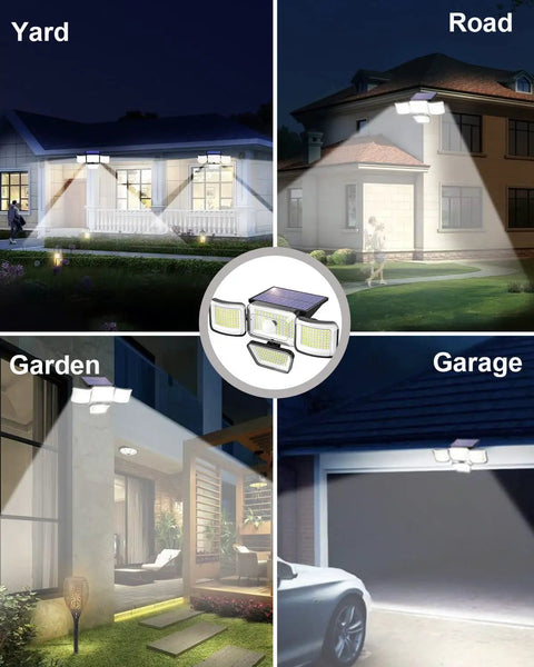 Solar Motion Sensor Outdoor Lights 278 LED 3000 Lumen IP65 Waterproof on house, driveway, garden, and garage