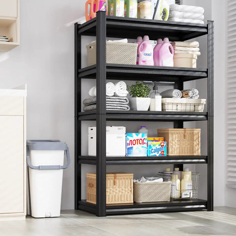 Heavy Duty Adjustable Garage Shelving Unit With 5 Tier Steel Racks No Fuss Quick Install Utility Shelves for organized storage