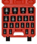 19 Piece 1/2 Inch Drive Impact Socket Set SAE Shallow Range 3/8 To 1-1/2 Inch Cr-Mo Alloy Steel Radius Corner Design open case