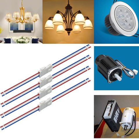 Four Pairs 3 Pin Servo Extension Cables With 20cm Length 22 AWG White PA66 Nylon FL4.14mm Pitch Beefy High Current 8A shown with other electronics.