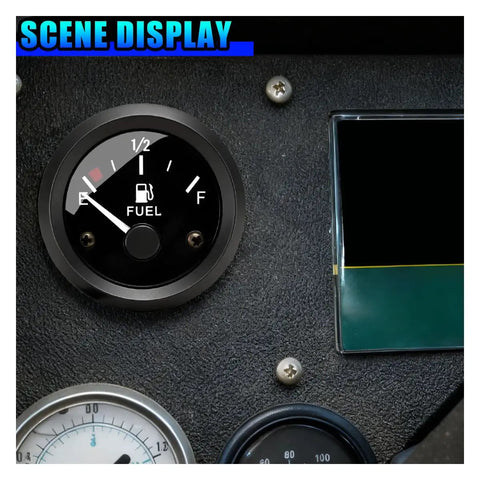 Universal 2-Inch 52mm 12V Fuel Level Gauge With Nut And Bracket E-To-F Tank Meter For RV Boat Truck Marine Vehicle 240-33 Ohm Compatible Auto Gas Tank Gauge Kit Black