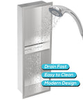 Stainless Steel Shower Niche With Double Shelves And Recessed Install For No Tile Needed Walls 8 Inch By 24 Inch Brushed Nickel Finish