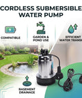 Badass Cordless Submersible Sump Pump Delivers 1003 GPH Power, designed for efficient water transfer in gardens and basements.