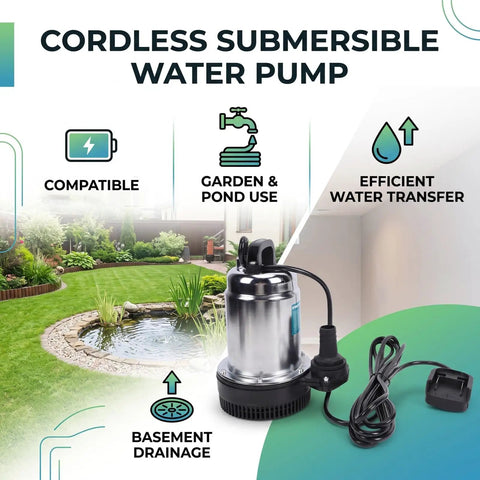 Badass Cordless Submersible Sump Pump Delivers 1003 GPH Power, designed for efficient water transfer in gardens and basements.