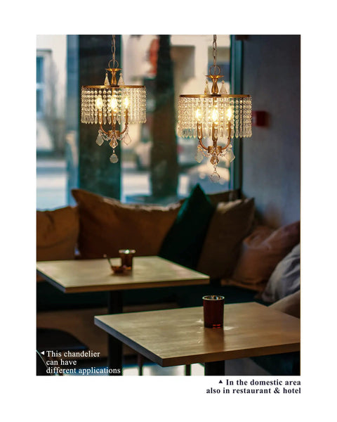 Gold Crystal Pendant Light Showstopper With 13 Inch Hanging String Modern Art Deco Chandelier In Warm Gold Frame For Kitchen Island Living Room Or Hallway E12 Base Luxe Mid Century Modern Style Lighting Fixture