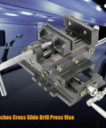 Fabater Drill Press Vise Heavy Duty Steel Construction With Heightened And Widened Jaws For Superior Clamping Force Secure Machinist Vice with 4-inch cross slide.