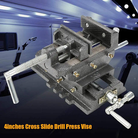 Fabater Drill Press Vise Heavy Duty Steel Construction With Heightened And Widened Jaws For Superior Clamping Force Secure Machinist Vice with 4-inch cross slide.