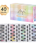 Gel Palette For Nail Art Non Wipe Painting Gel Set With 40 Colors in individual squares UV LED safe, in black tube storage.