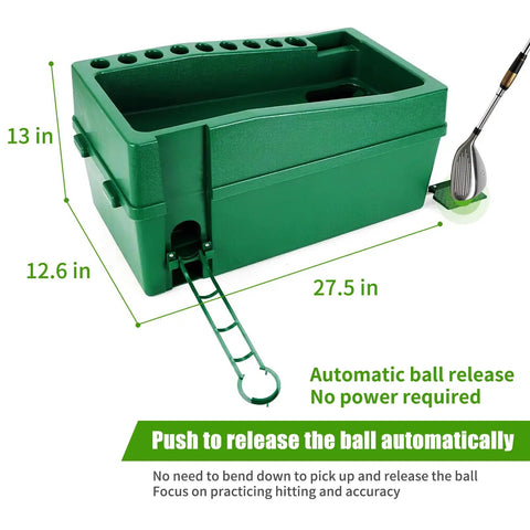 Automatic Golf Tee Machine With Ball Dispenser For Indoor Simulators And Outdoor Ranges, green 27.5-inch, automatic release