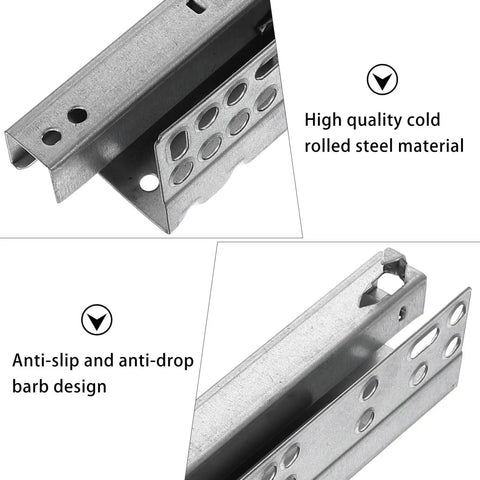 Heavy Duty Drawer Slides 2 Pack With Thick Cold Rolled Steel Rails, No Squeak Damping Buffer, High Load Bearing For Cabinets And Dressers, Easy Install, Smooth Quiet Sliding For Kitchen Cabinets And Home Furniture, cold rolled steel rail close-up
