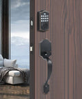 Keyless Entry Door Lock With Keypad And Handle Set, 5 In 1 Smart Deadbolt For Front Door, Auto Lock, Matte Black