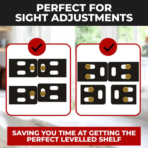 Heavy Duty Floating Shelf Brackets Set, 4 Pack 22 Inch Long Wall Supports, hidden mounts displayed for sight adjustments