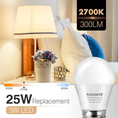 Small A15 Bulb 3W 25W Equivalent Budget Friendly Warm White 2700K Energy Saving Light Bulbs For Nightstand Table Lamp With E26 Medium Screw Base 4 Pack Long Lasting For Home Lighting