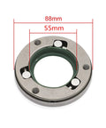 Heavy Duty Atv Starter Clutch With Three Sprag Bearings And Mounting Screws For Cg200 Cg250 Engines Featuring Fifty Five Millimeter Bore And Eighty Eight Millimeter Outer Diameter, shown with dimensions.