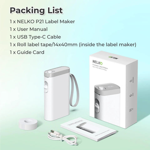 Pocket Sized Bluetooth Label Maker With Tape P21 Wireless Printer For School Office And Home Use, packaging contents displayed