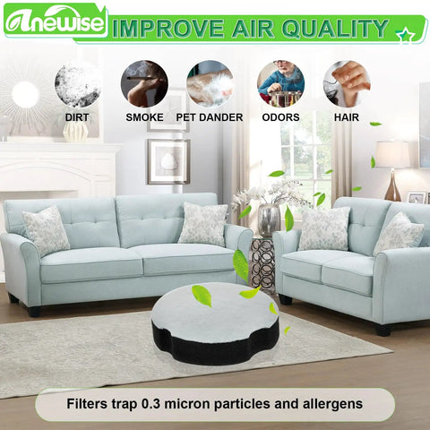 Six Pack Pleated Vacuum Filter Replacements For Bissell PowerForce Compact Upright Vacuums 2112 1520 2690 Fit Cleanview Turbo Bagless Upright Vacuum Models Pro Grade Breathable Filter For Home Cleanups in living room