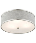 Park Ridge 3 Light Brushed Nickel Semi Flush Mount Ceiling Light With Oatmeal Hardback Fabric Shade 15 By 15 By 8 Inches