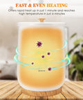 Ultra Large Bucket Towel Warmer For Bathroom With Auto Shut Off, showing fast and even heating feature on wooden table.