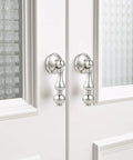 Solid Brass Cabinet Knobs With Polished Nickel Finish 2 Pack on white cabinet doors