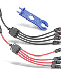 1 To 4 Solar Panel Branch Connectors Kit For Parallel Wiring, 30A IP67 Waterproof M To F And F To M Adapters, with blue tool