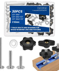 1/4-20 T Track Bolts And Knobs Kit, 30-piece steel bolts, washers, star and thumb knobs for woodworking jigs