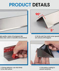 Slick And Tough As Nails 304 Stainless Steel Wall Corner Guards 2X2X48 Inch Metal Angle Protectors showing adhesive backing and 90-degree fit.