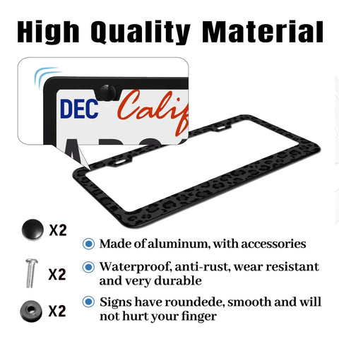 Leopard Print License Plate Frame For Cars, Dope Cheetah Style Aluminum Plate Holder with screws, fits standard US vehicles.