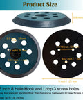 Diagram of a 5 Inch Hook And Loop Replacement Sanding Pad With 8 Holes And 3 Screw Holes For Fast No Fuss Orbit Sanding