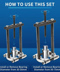 Heavy Duty 14 Piece Bearing Puller Set With 5 Ton Capacity Includes 2 Inch And 3 Inch Bearing Separator Jaws 6 Inch Yoke