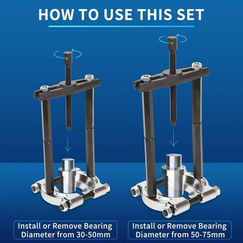 Heavy Duty 14 Piece Bearing Puller Set With 5 Ton Capacity Includes 2 Inch And 3 Inch Bearing Separator Jaws 6 Inch Yoke