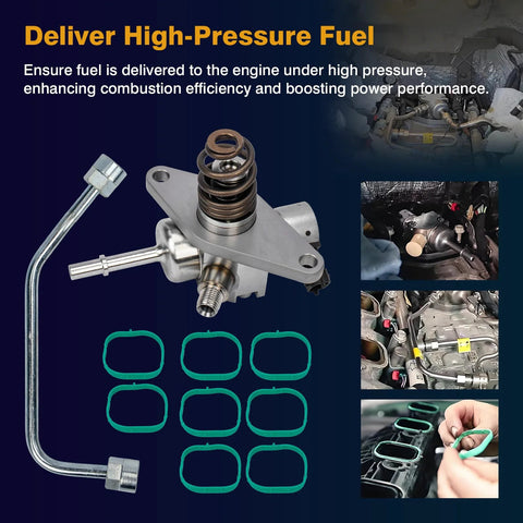 GDI High Pressure Fuel Pump Kit with 12626354 intake manifold gaskets and 12677004 intermediate fuel feed pipe for GM vehicles 2014-2020