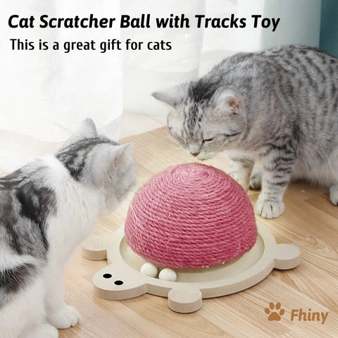 Rock Solid Natural Sisal Cat Scratching Ball With Smooth Spinning Wheel And Durable Wood Base Turtle Shaped Interactive Exercise Toy For Indoor Kittens And Small Pets Claw Guardian