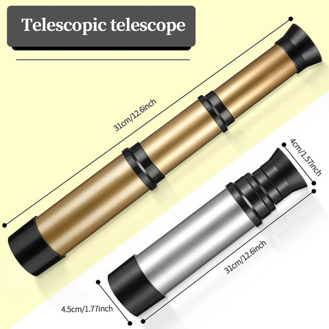 Two Piece Pirate Telescope Spyglass Toy Set For Kids Kid Friendly Vintage Mini Pirate Binoculars In Silver And Gold Perfect For Party Favors Halloween Decor Imaginative Play And Gift Bags, 31cm ABS
