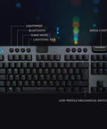 Game Changing Tenkeyless Wireless Mechanical Gaming Keyboard Featuring Crisp Tactile Switches Slick Syncable RGB Lighting Zero Lag Wireless Connection And Heavy Duty All Day Battery For Battle Ready Setups Black with media controls.