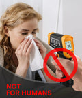 Infrared Thermometer Gun With Wide Range From Minus Fifty Eight To Eleven Hundred Twelve Fahrenheit Laser Temperature Gun For Cooking And Grilling Like A Boss Pizza Oven Griddle Barbecue AC Fridge Engine And Kitchen Use showing not for human use warning
